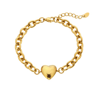 Pozlacený ocelový náramek Ava & Sky Chunky Heart ASL0023