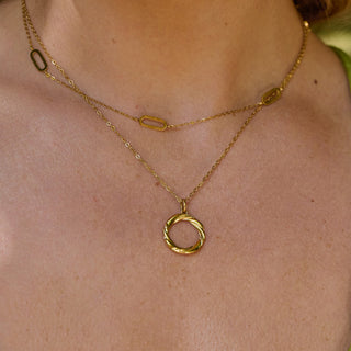 Pozlacený ocelový náhrdelník Ava & Sky Intermittent Paperclip ASN0019