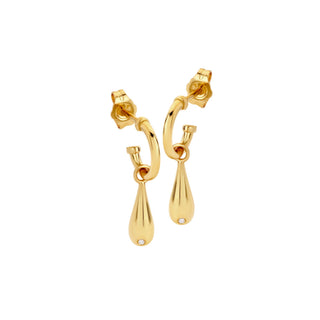 Pozlacené stříbrné náušnice Hot Diamonds X Golden Edit Droplet DE906
