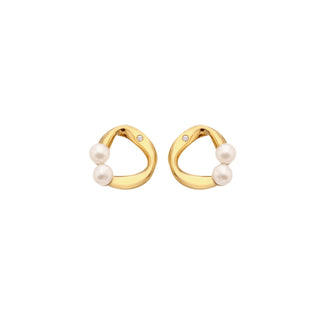 Pozlacené stříbrné náušnice Hot Diamonds X Golden Edit Pearl DE918
