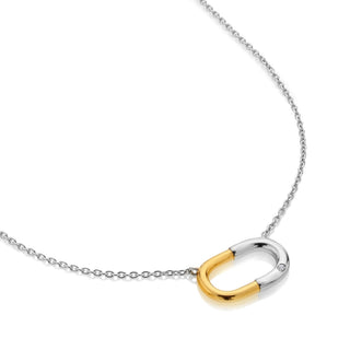 Pozlacený stříbrný náhrdelník Hot Diamonds Carabiner DN254