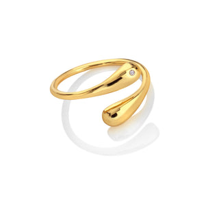 Pozlacený stříbrný prsten Hot Diamonds X Golden Edit Droplet DR333