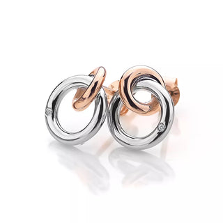 Stříbrné náušnice Hot Diamonds Eternity Interlocking Rose Gold Stud DE309