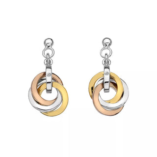 Stříbrné náušnice Hot Diamonds Trio Calm Rose Gold