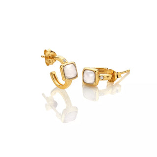 Pozlacené náušnice Hot Diamonds X Gemstones Square DE767