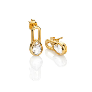 Pozlacené stříbrné náušnice Hot Diamonds X Golden Edit Solitaite DE880