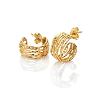 Pozlacené stříbrné náušnice Hot Diamonds X Golden Edit String DE896