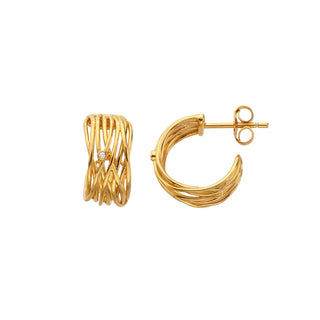 Pozlacené stříbrné náušnice Hot Diamonds X Golden Edit String DE896