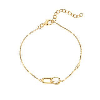 Pozlacený stříbrný náramek Hot Diamonds X Golden Edit Solitaire DL723