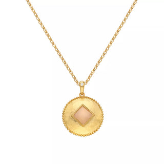 Pozlacený náhrdelník Hot Diamonds X Gemstones Coin DP936