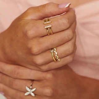 Pozlacený stříbrný prsten Hot Diamonds X Golden Edit Much Loved DR317