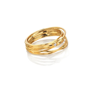 Pozlacený stříbrný prsten Hot Diamonds X Golden Edit String DR326